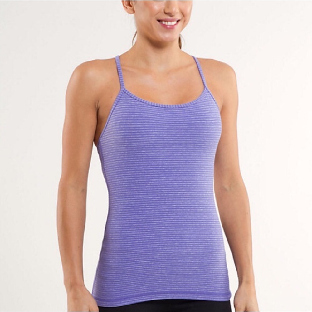 Lululemon Power Y Purple striped Tank Top 2
